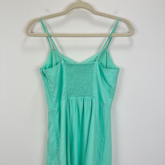 J.Crew Linen Blend Slip Midi Dress Mint Blue Slit Colorful Adjustable US 0 NWT - Picture 9 of 12